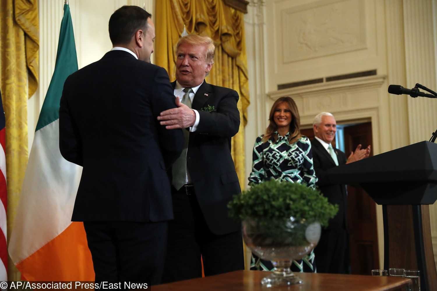 Melania Trump i Donald Trump na spotkaniu z premierem Irlandii