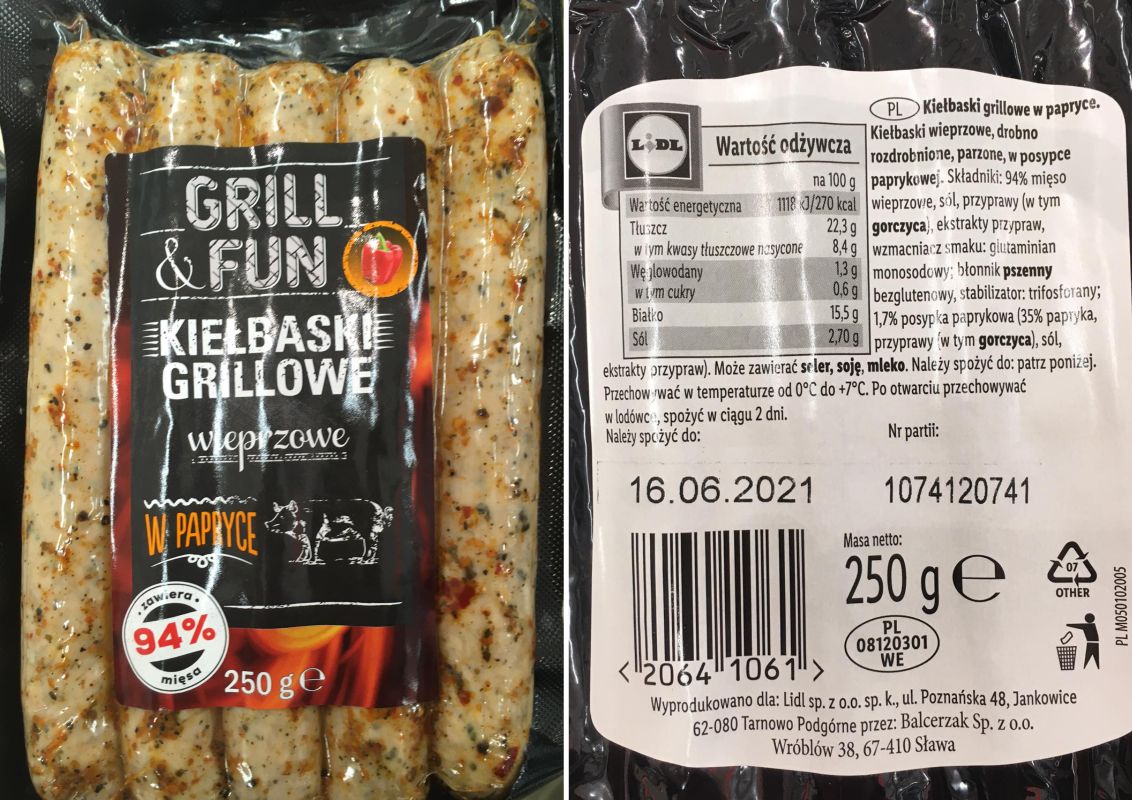 Kiełbaski ze sklepu Lidl