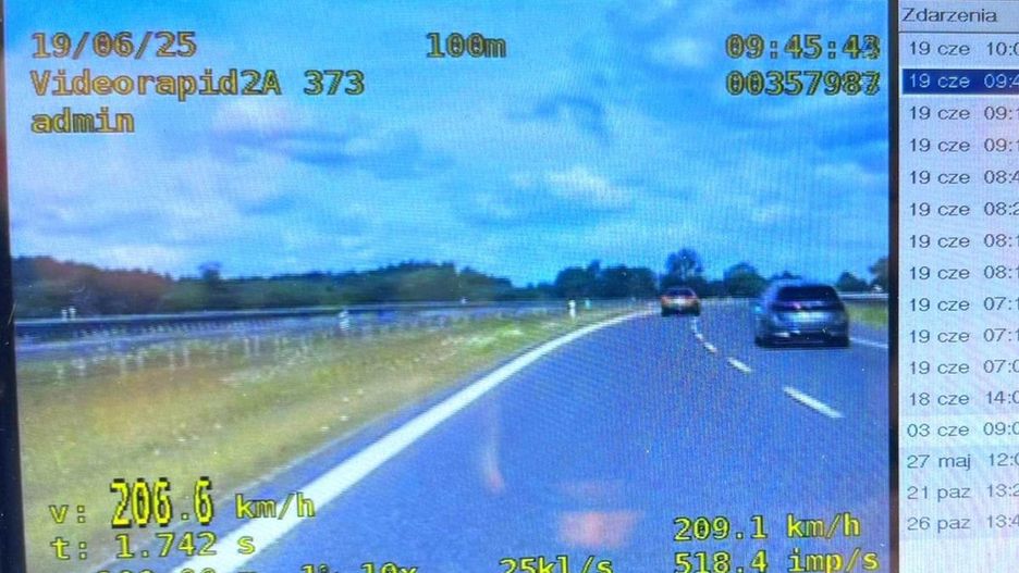 Jechał 206 km/h drogą S7