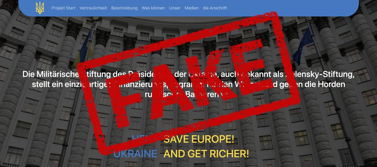Rosjanie stworzyli fałszywą stronę "Fundacji Zełenskiego"