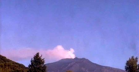 Etna wyrzuca popiół wulkaniczny, z krateru wypływa lawa