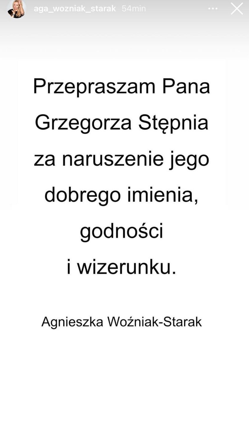 Przeprosiny Agnieszki Woźniak-Starak