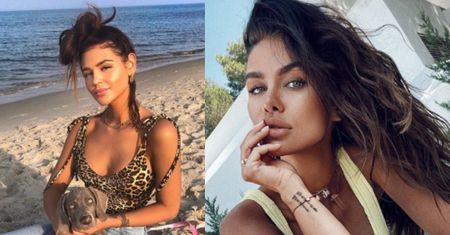 Odziana w panterkę Honorata Skarbek siedzi na plaży w Jastarni i wygląda jak Natalia Siwiec (FOTO)