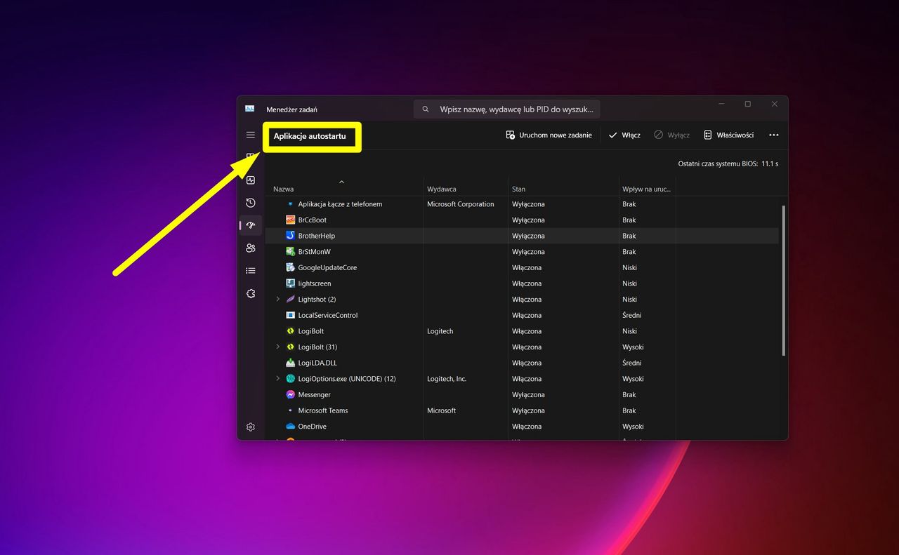 Ustawienia autostartu w Windows 11