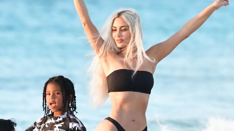 Kim Kardashian szaleje na plaży podczas sesji zdjęciowej z dziećmi