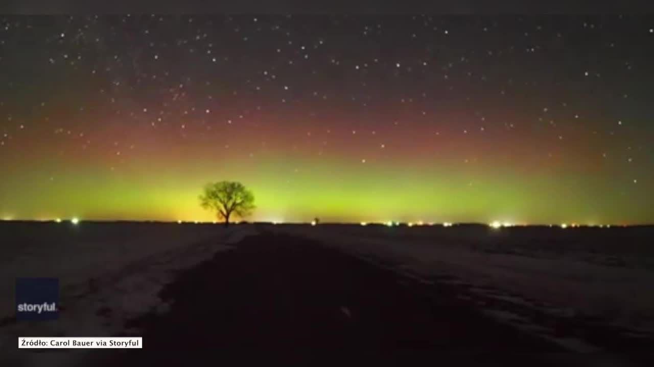 Zorza polarna nad Minnesotą.