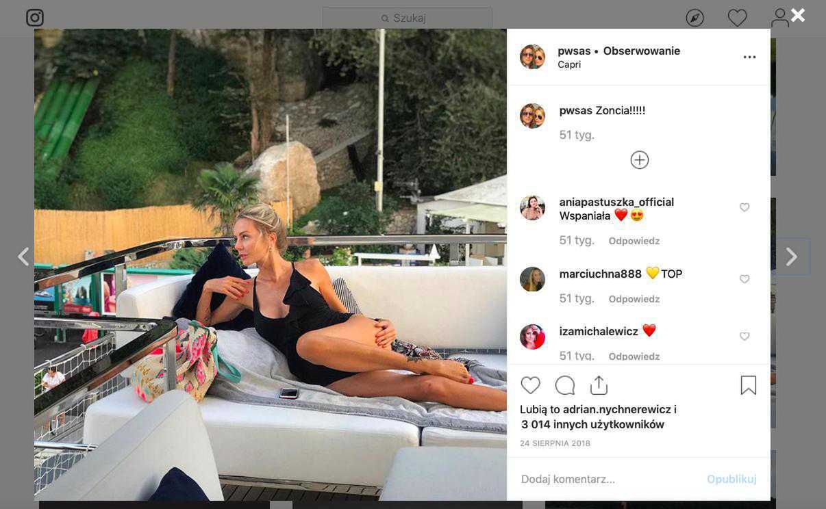 Agnieszka Woźniak-Starak na Instagramie męża