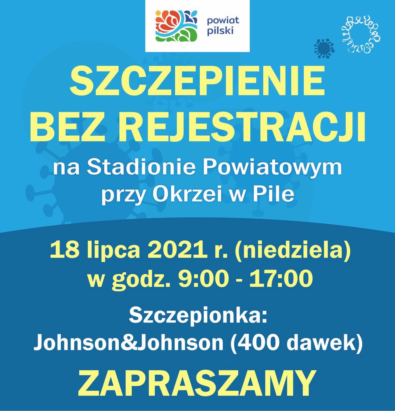 Szczepienia bez rejestracji – w niedzielę, 18 lipca, na Stadionie Powiatowym w Pile