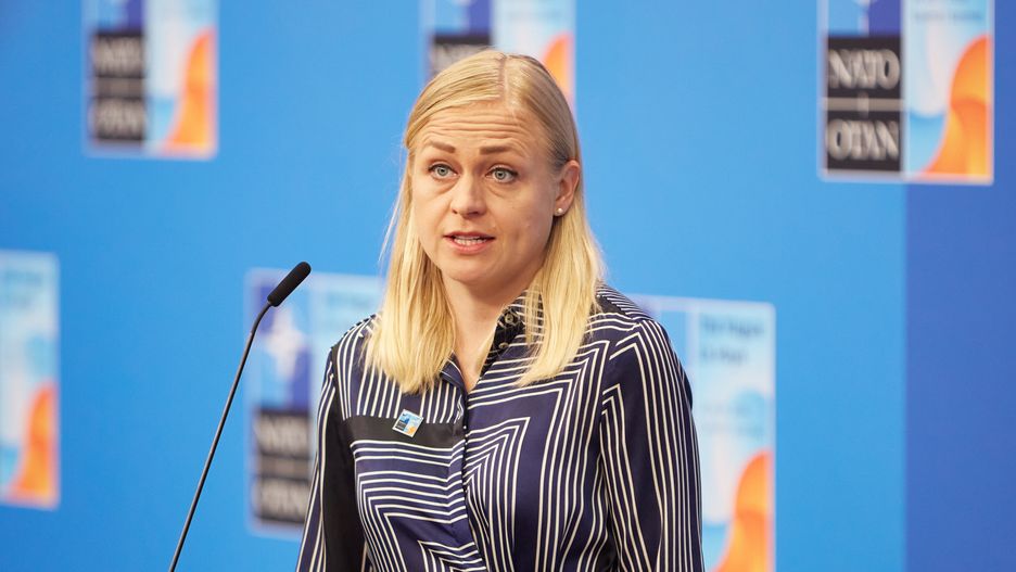 THE HAGUE, NETHERLANDS - JUNE 25: Minister for Foreign Affairs of Finland Elina Valtonen speaks to the press during the NATO summit on June 25, 2025 in The Hague, Netherlands. This year's NATO summit, which brings together heads of state and government from across the military alliance, is being held in the Netherlands for the first time. Among other matters, members are to approve a new defense investment plan that raises target for defense spending to 5% of GDP. (Photo by Pierre Crom/Getty Images)