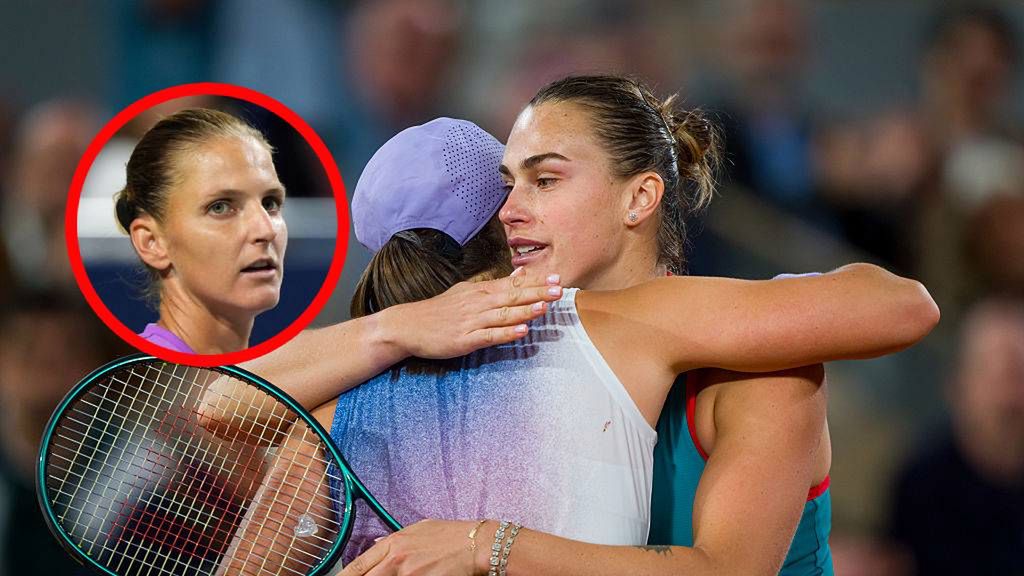 Getty Images / Andy Cheung / Na zdjęciu: Iga Świątek i Aryna Sabalenka, w kółeczku Karolina Pliskova