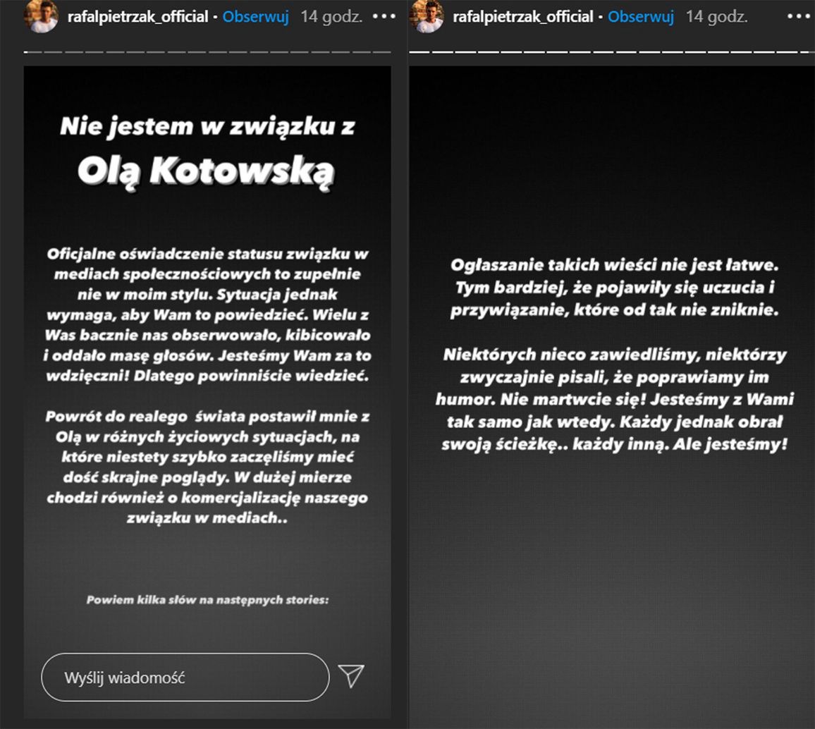 Rafał i Ola z "Love Island" rozstali się