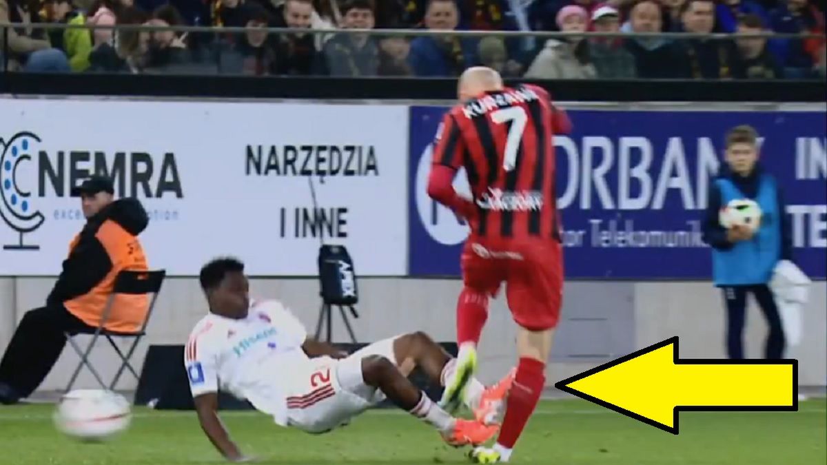 Twitter / Screen / Canal+Sport / Na zdjęciu: Erick Otieno brutalnie zaatakował Rafała Kurzawę