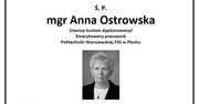 Odeszła Anna Ostrowska – emerytowany pracownik Politechniki Warszawskiej Filii w Płocku