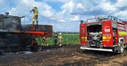 Pożar kombajnu i zboża w gm. Czarnocin. Trudne żniwa, ogromne straty