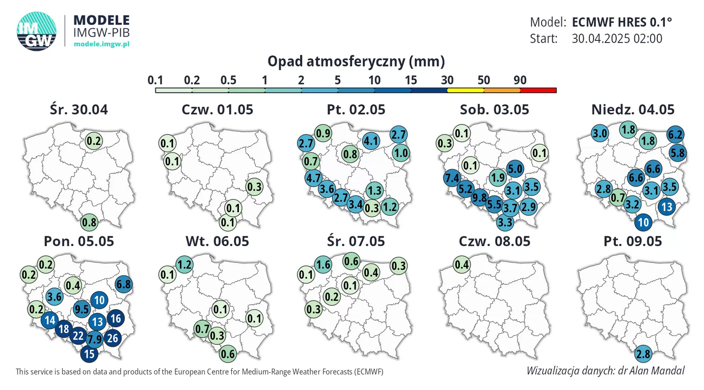 Deszczowa pogoda w majówkę