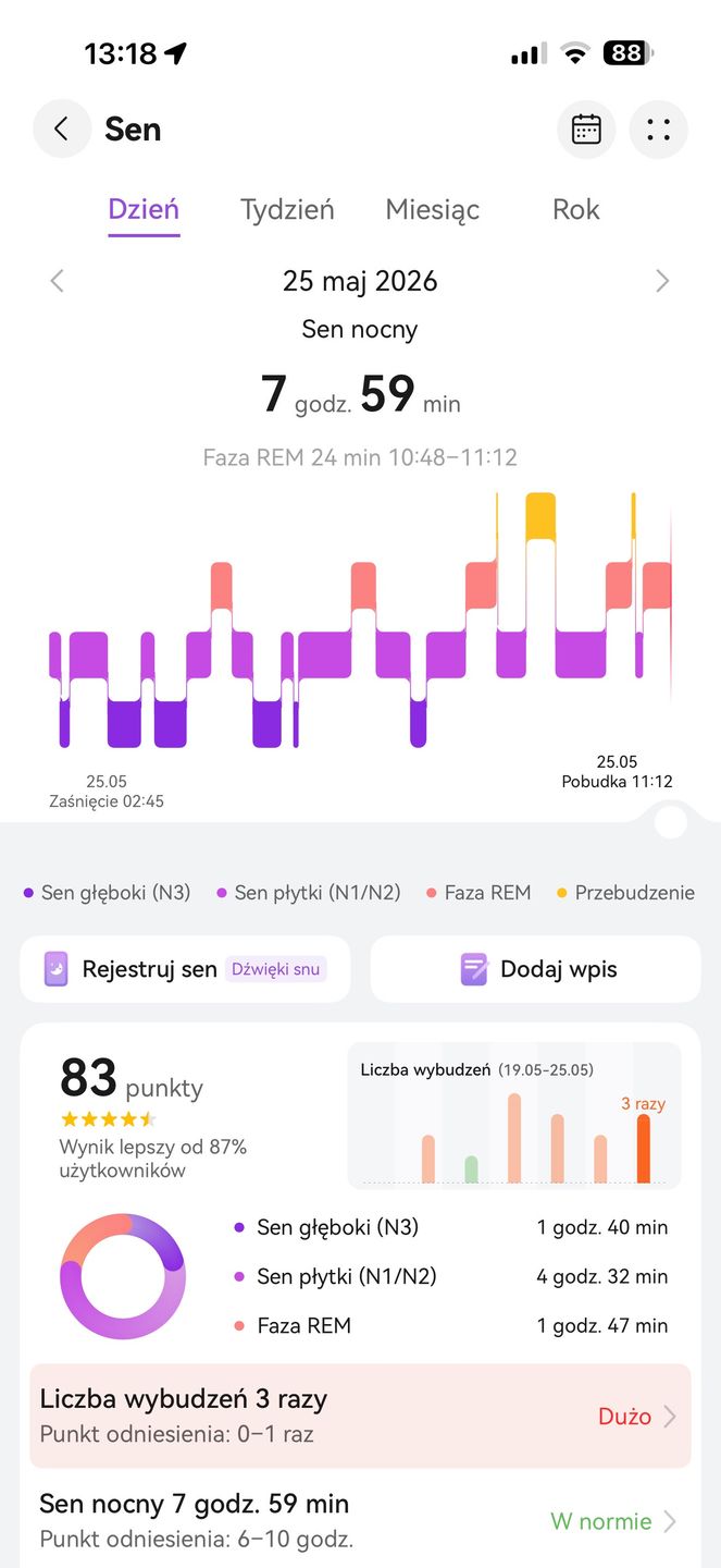 Huawei Watch Fit 5 Pro - monitorowanie snu
