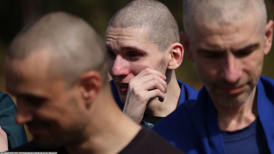 Temporary
A Ukrainian serviceman reacts after being released from Russian captivity at an undisclosed location near the Ukrainian-Belarusian border, on September 13, 2024, amid the Russian invasion in Ukraine. 49 Ukrainian prisoners of war, including soldiers of the armed forces of Ukraine, the National Guard, the national police, the state border guard service, as well as fighters from Mariupol's 2022 Azvostal battle, had been returned to their country from Russia on September 13, 2024. (Photo by Anatolii STEPANOV / AFP)
ANATOLII STEPANOV