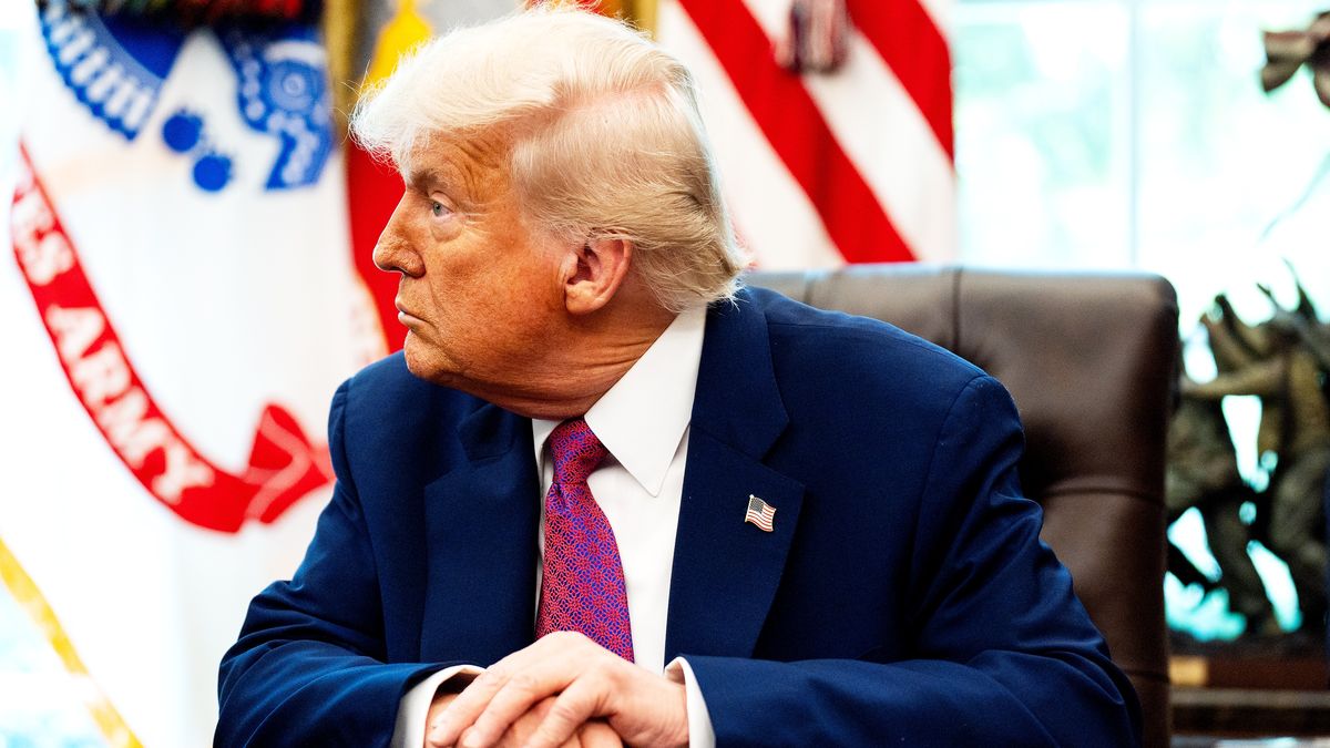 WASHINGTON, DC  June 10: US President Donald Trump listens as US Secretary of Agriculture Brooke Rollins speaks to the media in the Oval Office of the White House on Thursday June 5, 2025. The meeting was regarding Wild land fire Outlook in the US. (Photo by Demetrius Freeman/The Washington Post via Getty Images)