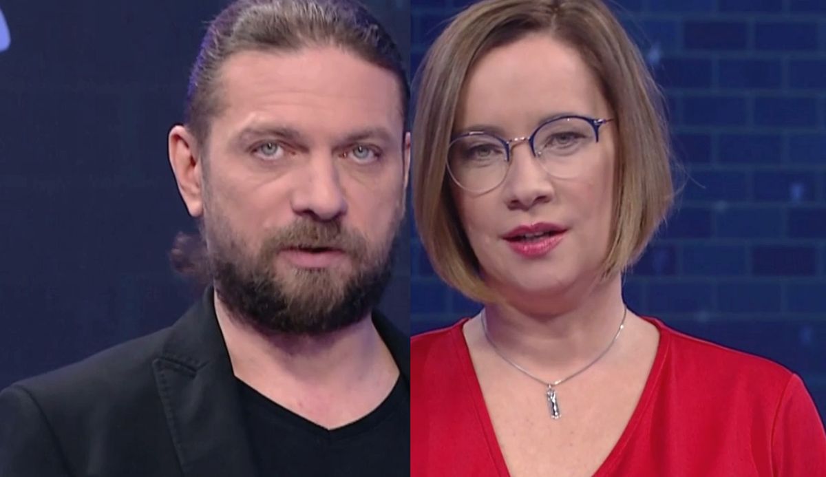 Krzysztof Feusette i Dorota Łosiewicz -  prowadzący "W tyle wizji" w TVP Info