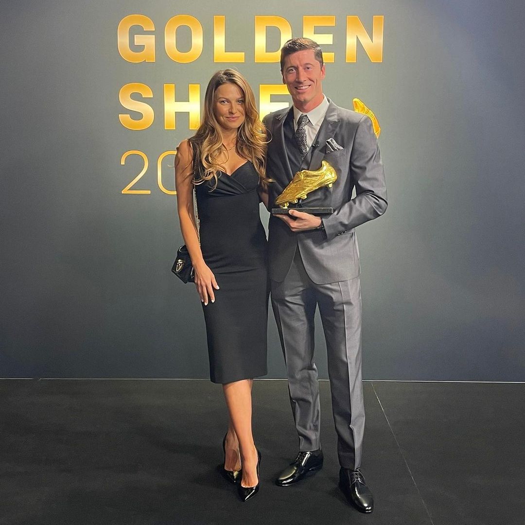 Anna Lewandowska i Robert Lewandowski - ceremonia wręczenia Złotego Buta 2021