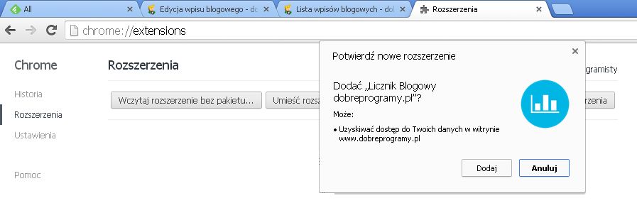 Licznik Blogowy - wtyczka do Chrome/Opery/Firefoxa dla każdego Blogera portalu [aktualizacja 08.04.14 (nowe funkcjonalności)] 0.6