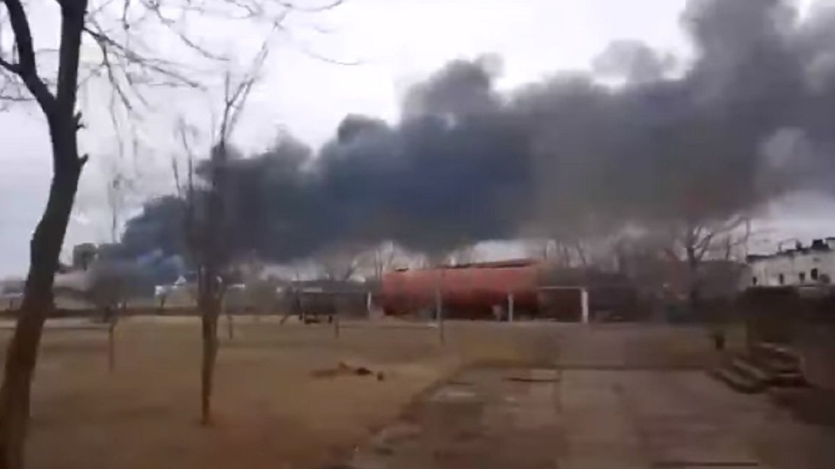 Pożar w okupowanym Berdiańsku 