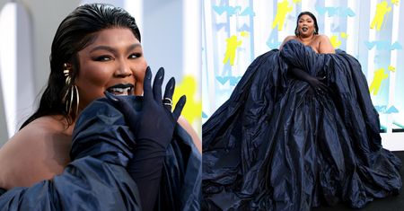 MTV Video Music Awards 2022. Lizzo zadaje szyku w atramentowej sukni przypominającej worek na śmieci (ZDJĘCIA)