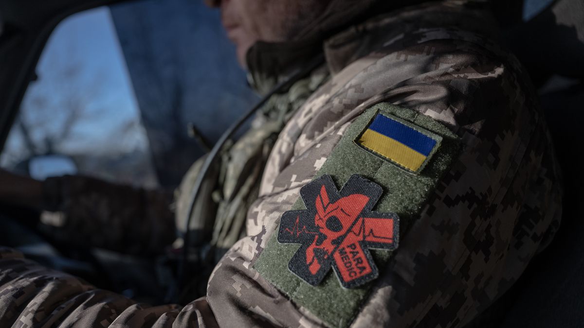 ZAPORIZHZHIA, UKRAINE - DECEMBER 05: A paramedic code-named 'Dog' a medical battalion of the 65th Mechanized Brigade of the Ukrainian Army on his way to the front line to evacuate a wounded soldier and provide medical care in Zaporizhzhia, Ukraine on December 05, 2023. Ukrainian medics provide first aid to soldiers wounded in the fighting who working on this front also stay in the trenches like the soldiers. (Photo by Ozge Elif Kizil/Anadolu via Getty Images)