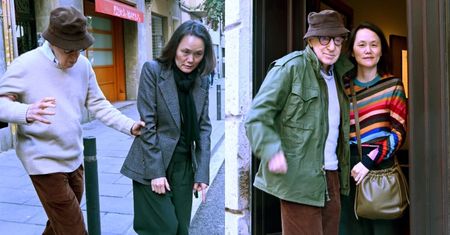 89-letni Woody Allen spaceruje po Barcelonie w towarzystwie żony, która jest adoptowaną córką jego byłej partnerki