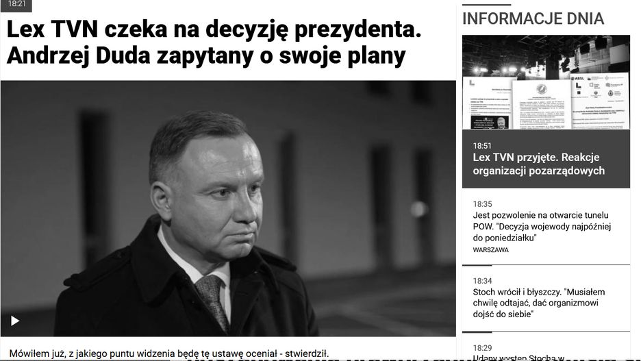 Tak w piątkowe popołudnie wyglądała strona TVN24.pl