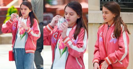 Stylowa Suri Cruise delektuje się mrożoną kawą, przemierzając samotnie ulice Nowego Jorku