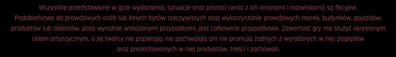 CD Projekt ostrzega jedynie przed fikcyjnością postaci, poglądów i treści