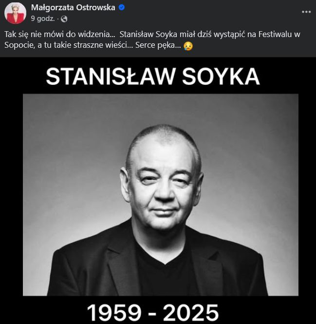 Małgorzata Ostrowska żegna Stanisława Soykę