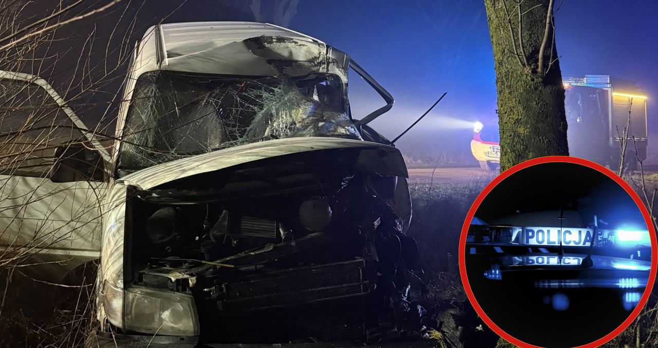 Wypadek w Gleśnie. Samochód uderzył w drzewo, jedna osoba w szpitalu