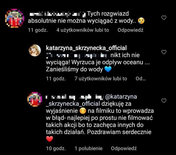 Katarzyna Skrzynecka broni córki pozującej z rozgwiazdą