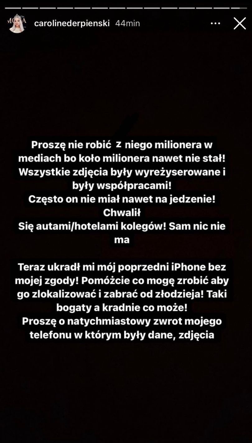Karolina Derpieńska oskarża byłego partnera o kradzież iPhone'a