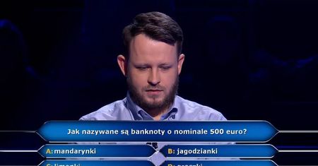 "Milionerzy": jak potocznie mówi się o banknocie 500 euro? Pytanie zbiło uczestnika z tropu