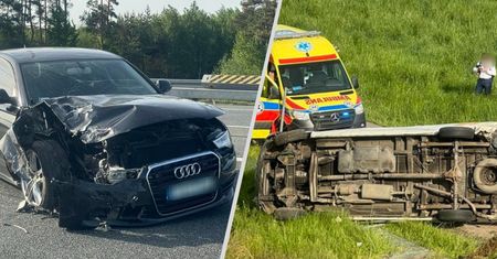 Cztery osoby ranne. Wypadek z udziałem busa na A4