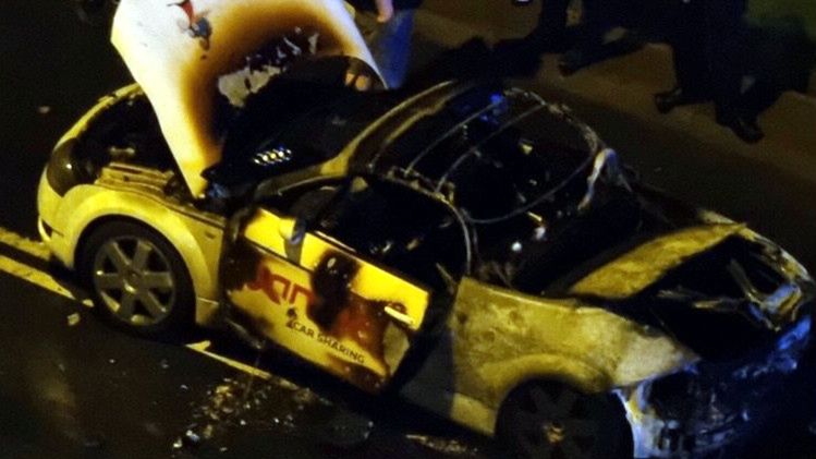 Auto zostało kompletnie zniszczone