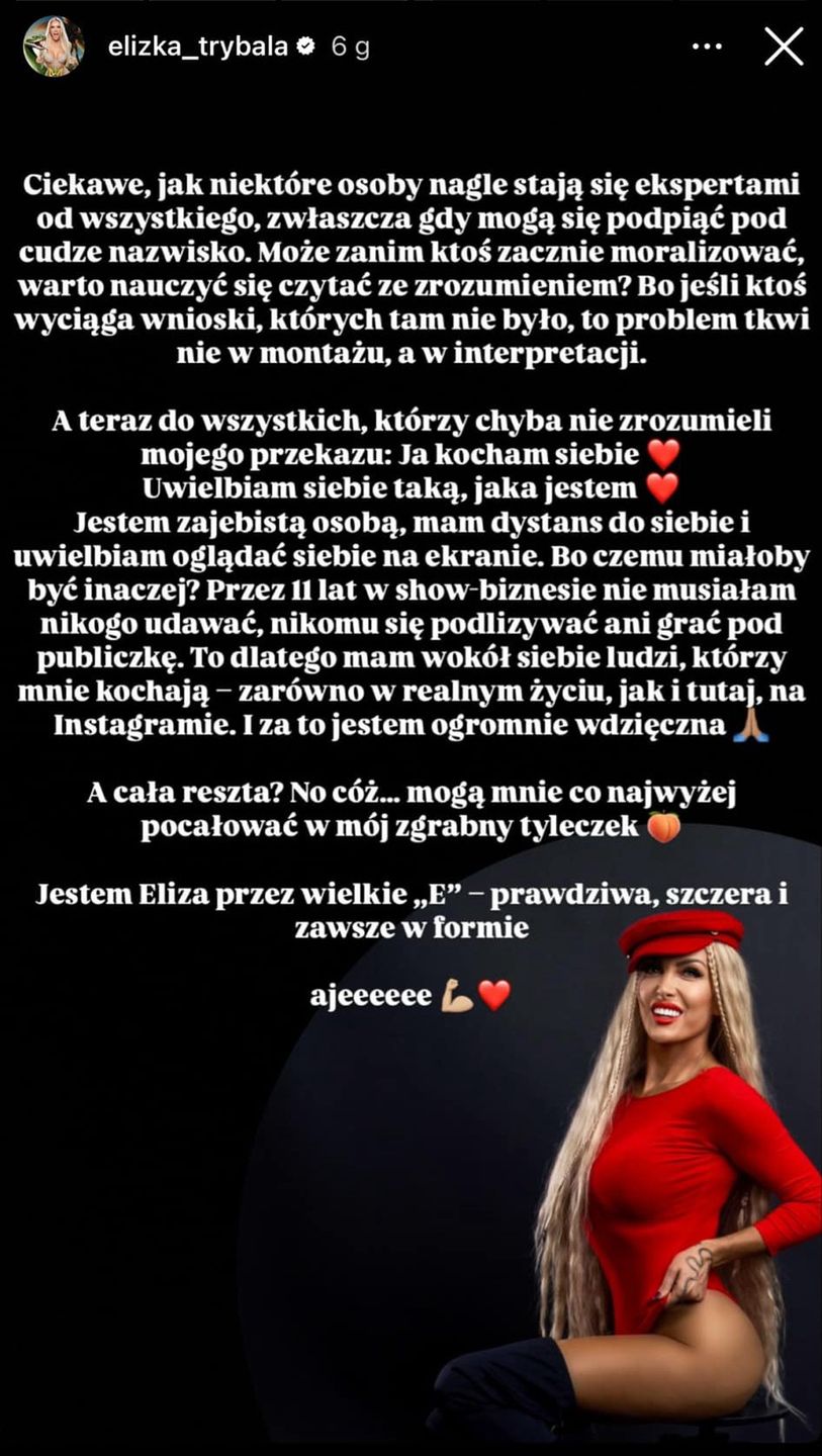 Eliza Trybała tłumaczy się z oświadczenia o montażu
