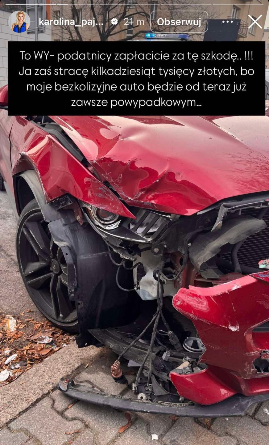 Karolina Pajączkowska miała wypadek