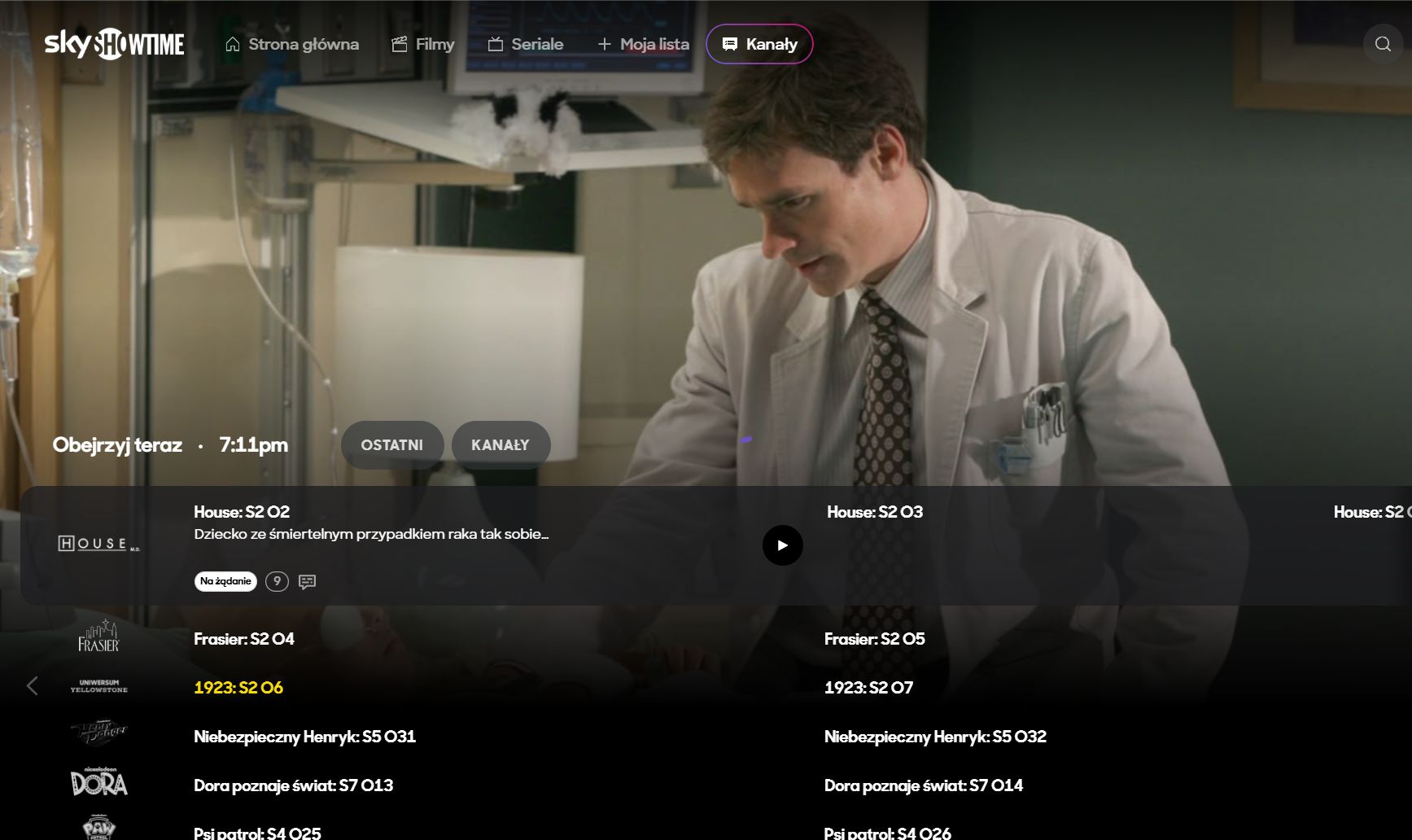 Kanały internetowe SkyShowtime