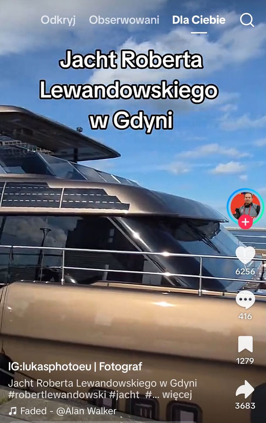 Jacht Roberta Lewandowskiego dopłynął do Gdyni