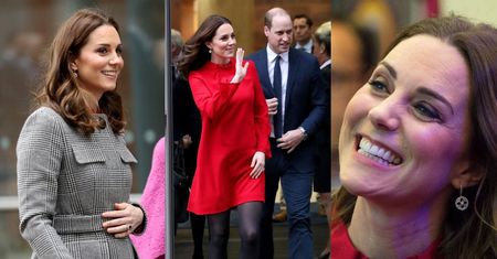 Ciężarna księżna Kate w czerwonej sukience i zadowolony William w Manchesterze (ZDJĘCIA)