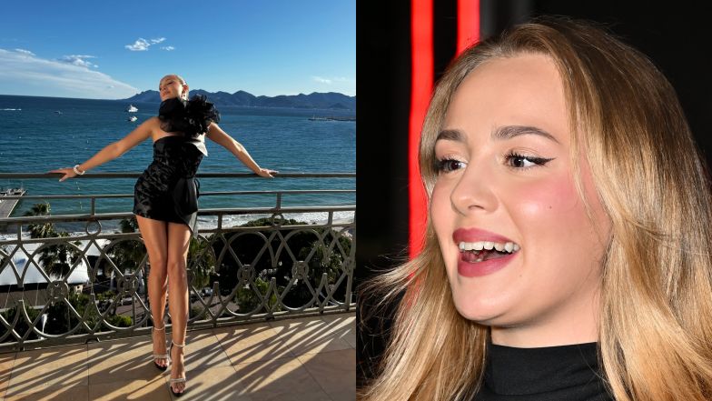 Wiktoria Gąsiewska w mini pozdrawia z Cannes