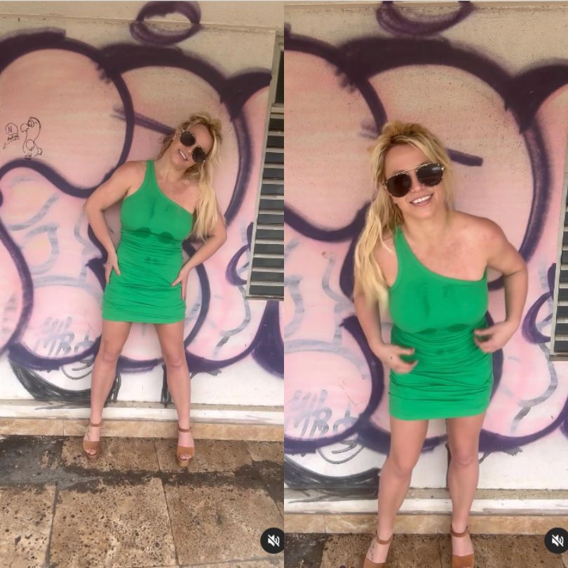 Spocona Britney Spears wygina się na tle graffiti