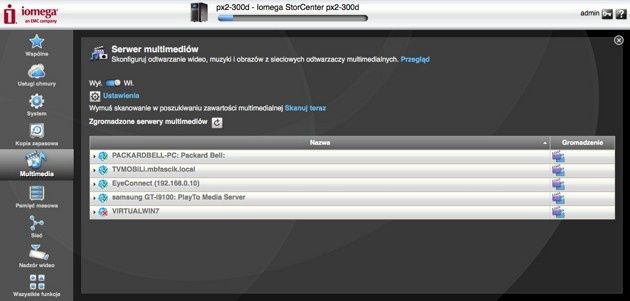 iOmega Storecenter px2-300d - konfiguracja serwera multimediów