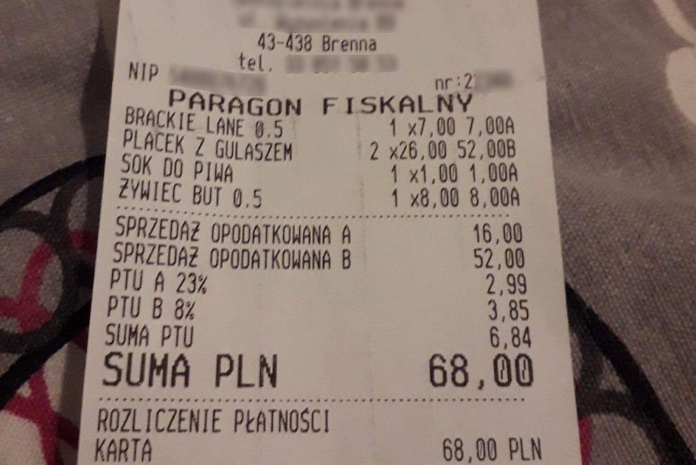 Obiad na urlopie nie musi kosztować kroci. Dowodem paragon z Beskidów