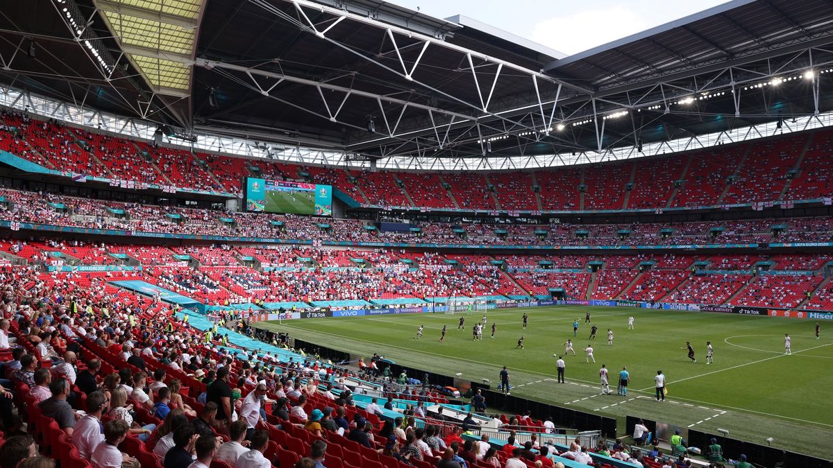 stadion Wembley podczas meczu Anglia - Chorwacja na Euro 2020