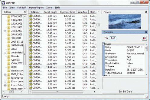 Edytowanie danych zdjęć z Exif Pilot 1